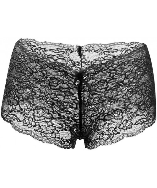 Panties Women's 2PC Lace Panties Retro Lace Boyshort Underwear Small to Plus Size Regular & Plus Siz Boyshort Panties - Black...