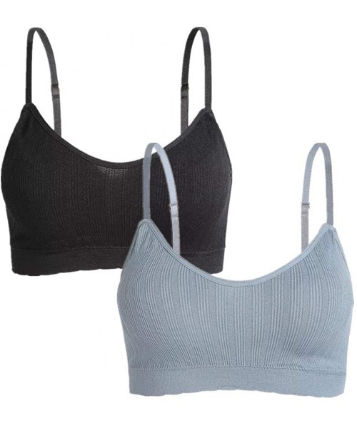 Camisoles & Tanks Mini Camisole Bra Wireless Sports Daily Sleep Tank Top with Adjustable Straps for Women 2/3Pack - Black/Blu...