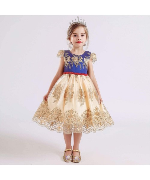 Slips Flower Girls Dresses Toddler Princess Wedding Party Dress - Yellow - CB18Y3AYCHW