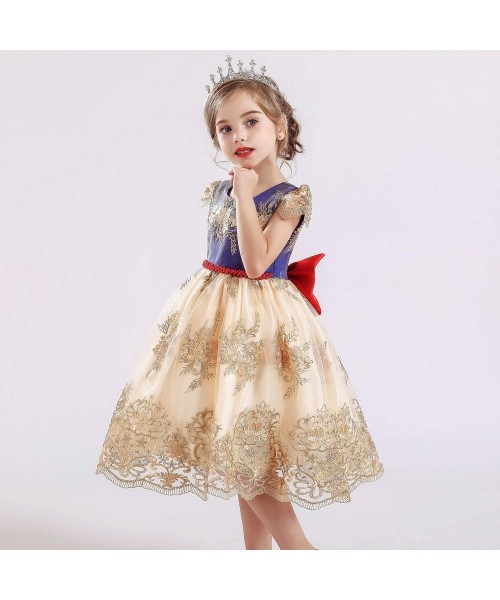 Slips Flower Girls Dresses Toddler Princess Wedding Party Dress - Yellow - CB18Y3AYCHW