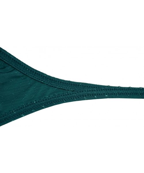 Bikinis Men's Shiny Dots Mini Briefs Pouch Bikini Underwear Posing Short Pants - Dark Green - CV18GY7NHGK