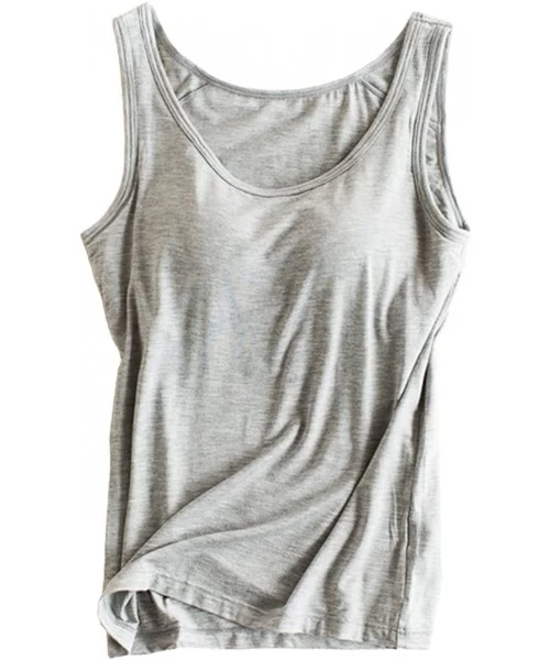 Camisoles & Tanks Womens Tank Tops with Built-in Bra Juniors Workout Top Tees - Grey - C518X0CXS9M