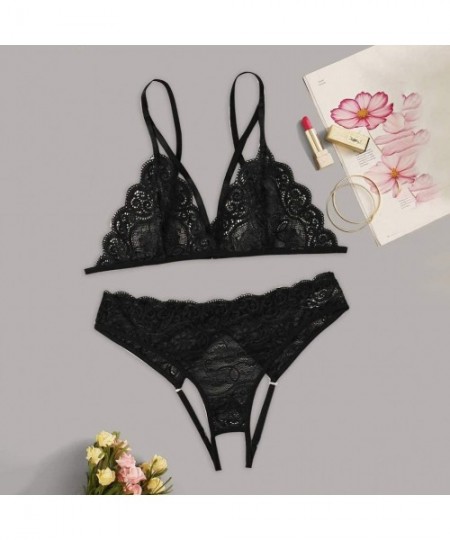Baby Dolls & Chemises Underwear Sets for Women Sexy Women's Lace Lingerie 2 Piece Bra and Panty Set Comfort Teddy Babydoll Bo...