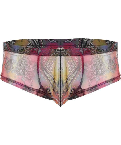 G-Strings & Thongs Men's Sheer Mesh Bulge Pouch Thong Underwear Naughty Sheath Bikini Briefs Panties Underpants - Colorful Po...
