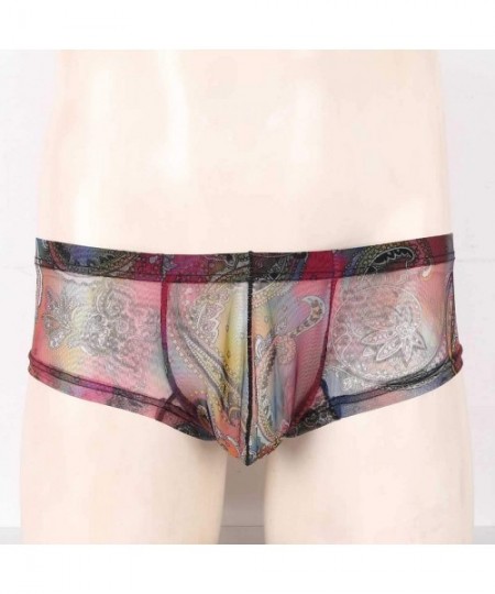 G-Strings & Thongs Men's Sheer Mesh Bulge Pouch Thong Underwear Naughty Sheath Bikini Briefs Panties Underpants - Colorful Po...