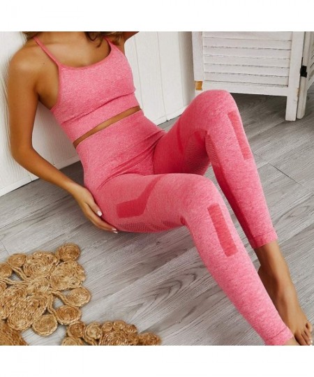 Thermal Underwear Women Yoga Suit Printed Camouflage High Waist Hip Bottom Running Fitness Pants +Vest - B-red - C4193OQGDKY