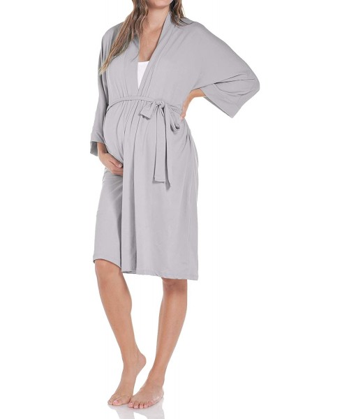 Robes Women's Maternity Robe delivery/Nursing Made in USA - Silver Grey - CW18HMD4ZQM