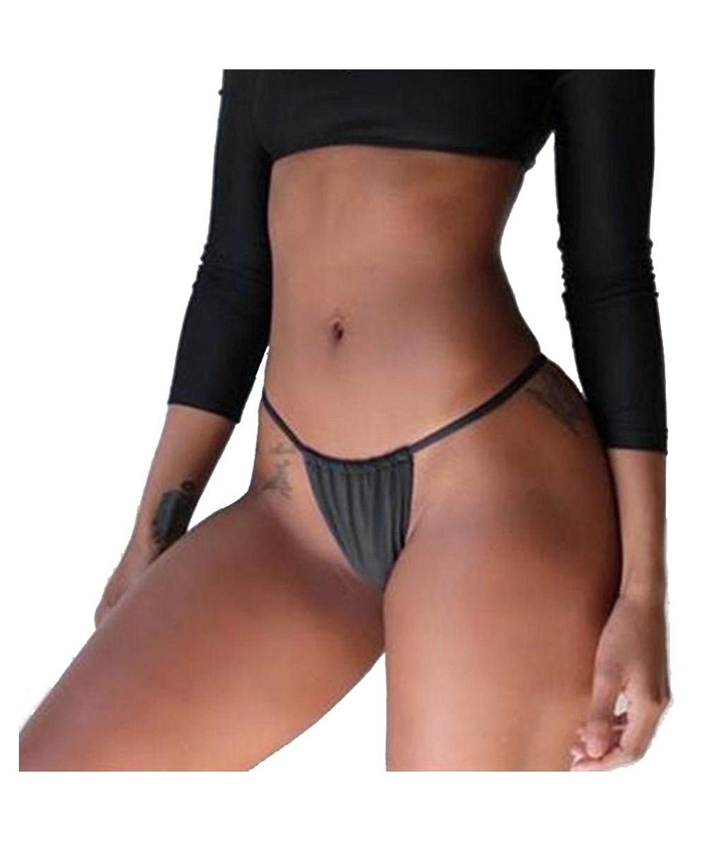 Panties Women's Sexy G-String Thongs Panty Underwear Soft Lace No Line Seamless Briefs - Black - C018EOX6C4D