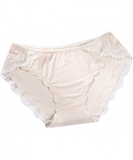 Bustiers & Corsets Women's Underwear Mid Waist Briefs Breathable Soft Ladies Stretch Panties - Beige - CC18SOX5Y2I