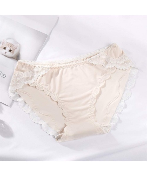 Bustiers & Corsets Women's Underwear Mid Waist Briefs Breathable Soft Ladies Stretch Panties - Beige - CC18SOX5Y2I