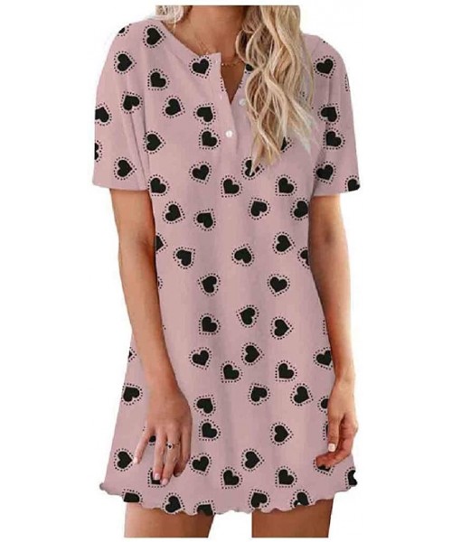 Nightgowns & Sleepshirts Women's Patterned Everyday Lips Mini Dress Nightwear Sleepwear - As2 - CU1900SRTUT