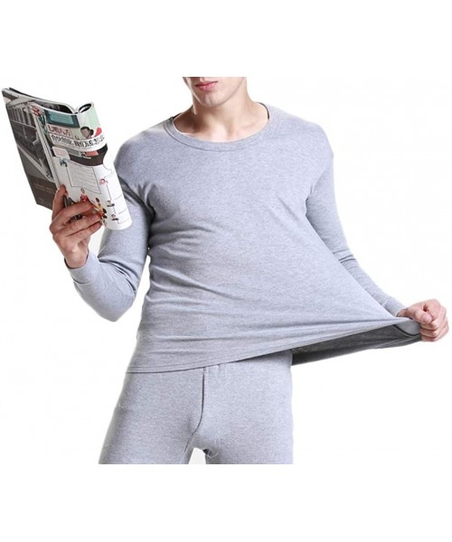 Thermal Underwear Mens Ultra Soft Thermal Underwear Winter Warm Long Johns Set Top and Bottom Base Layer - 8822light Gray - C...