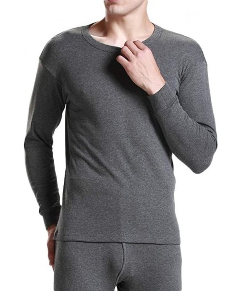 Thermal Underwear Mens Ultra Soft Thermal Underwear Winter Warm Long Johns Set Top and Bottom Base Layer - 8822light Gray - C...