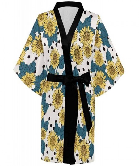 Robes Custom Sunflower Polka Dot Women Kimono Robes Beach Cover Up for Parties Wedding (XS-2XL) - Multi 1 - CC194TECNM6