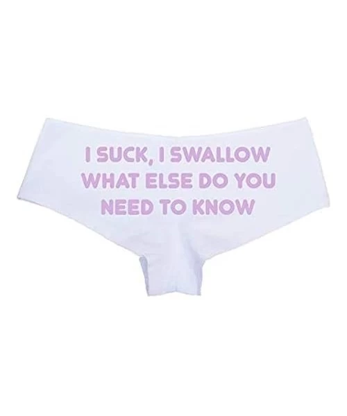 Panties I Suck I Swallow What Else Do You Need to Know Boy Short Panties - Flirty Slutty Boyshort Underwear - Lavender - C118...