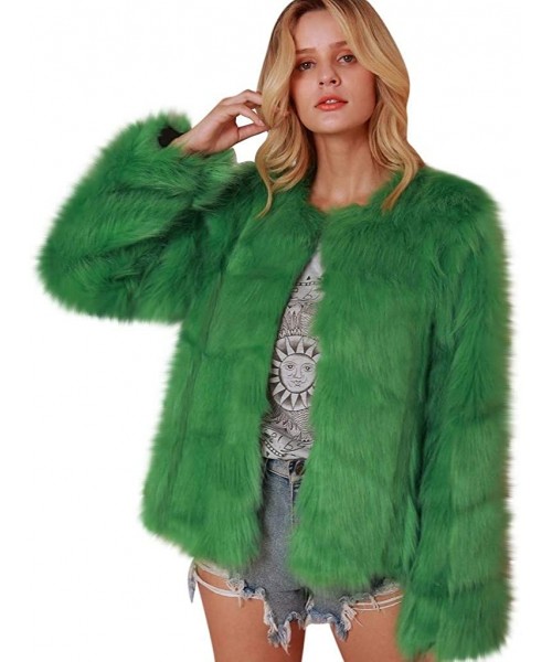 Baby Dolls & Chemises Coat for Women Short Faux Fur Jacket Coat Winter Autumn Solid Warm Thick Overcoat Outwear - Green - CC1...