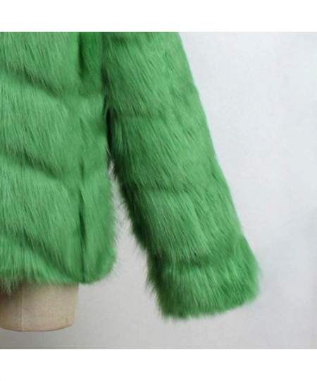 Baby Dolls & Chemises Coat for Women Short Faux Fur Jacket Coat Winter Autumn Solid Warm Thick Overcoat Outwear - Green - CC1...