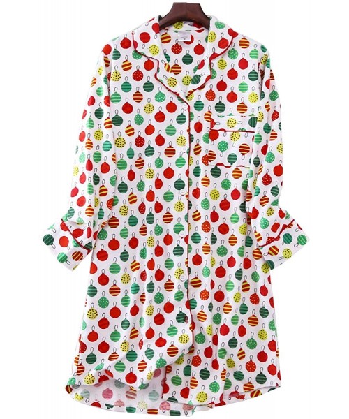 Sets Women's Sleep Shirt Flannel Print Pajama Top Button-Front Nightshirt Sleepwear - A-flower - CN18R3M8KUN