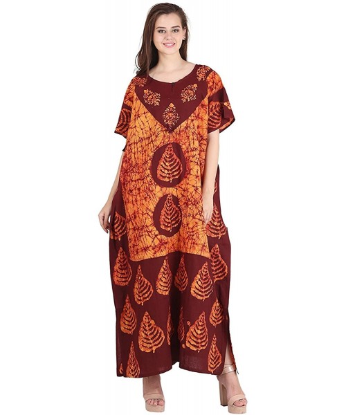 Nightgowns & Sleepshirts 100% Cotton Women Evening Gown Day Dress Long Caftan - Obbk-5 - C618M5LKZ0Z
