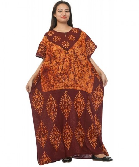 Nightgowns & Sleepshirts 100% Cotton Women Evening Gown Day Dress Long Caftan - Obbk-5 - C618M5LKZ0Z