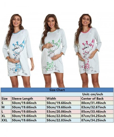 Nightgowns & Sleepshirts Women Nursing Nightgowns Maternity Long Sleeve Button Up Sleepwear Cute Pregnancy Breastfeeding Dres...