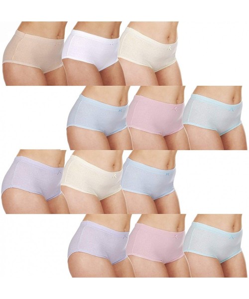Slips Ladies 6 Pairs of Full Cotton Briefs in Choice of Colours 36-54" Plus Sizes - Assorted Pastels - C2188RE97AR