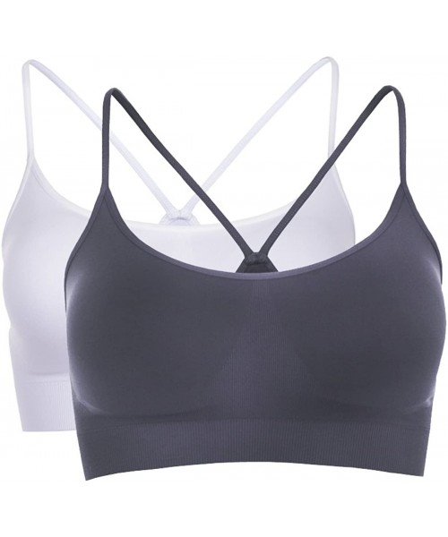 Bras Women's Seamless Sports Bra - Built-in Shelf Bras Workout Tank Top with Removable Pads UPF 50+ (Made in USA) - White-cha...