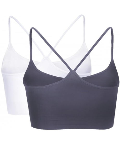 Bras Women's Seamless Sports Bra - Built-in Shelf Bras Workout Tank Top with Removable Pads UPF 50+ (Made in USA) - White-cha...