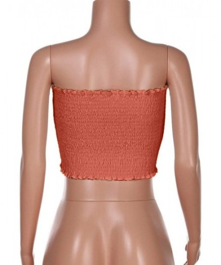 Camisoles & Tanks Summer Tops for Women- Women Strapless Elastic Boob Bandeau Tube Tops Bra Lingerie Breast Wrap - Orange - C...