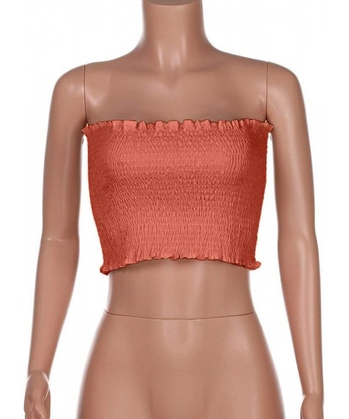 Camisoles & Tanks Summer Tops for Women- Women Strapless Elastic Boob Bandeau Tube Tops Bra Lingerie Breast Wrap - Orange - C...