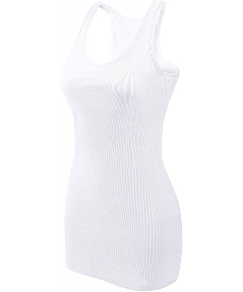 Camisoles & Tanks Women's Basic Cotton Camisole Shelf Bra Layering Cami Tank Tops - White/Racerback - C618UAIQ7N2
