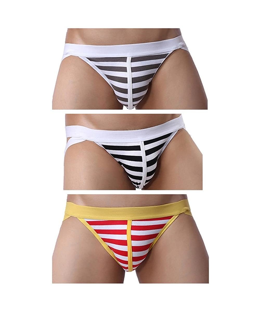 G-Strings & Thongs Mens Underwear Striped Pouch Jockstrip Bikini Thong Pack - Pk4 - CW185YZ72TH