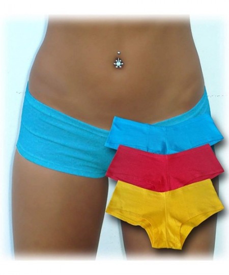 Panties Women's Boy Short Panties Cotton (3 Pack) Bright Colors - Blue- Red- Yellow - C511WTLXWX7