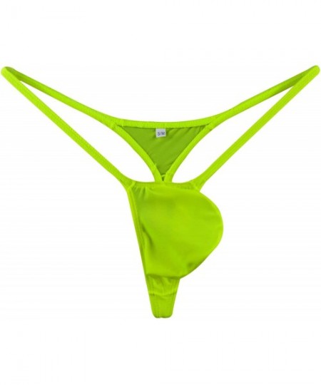 Mens Swim Thong G-Strings Bikini T-Back Nylon - Yellow - CI18O7GDWSU