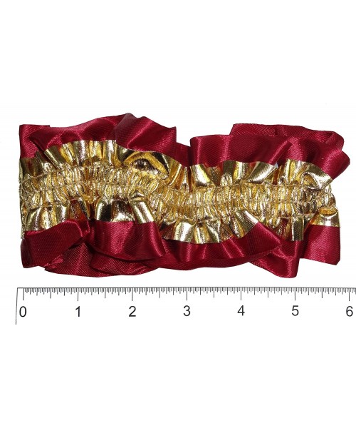 Garters & Garter Belts Large Lame Garter Size 40 1 PC PKG. (Gold/Burgundy) - GOLD/BURGUNDY - CJ1972HMSC0