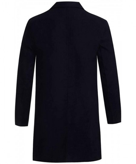 Robes Men Single Breasted Pea Coat Formal Business Blazer Suit Long Jacket Outwear - Black - C219364KO6I