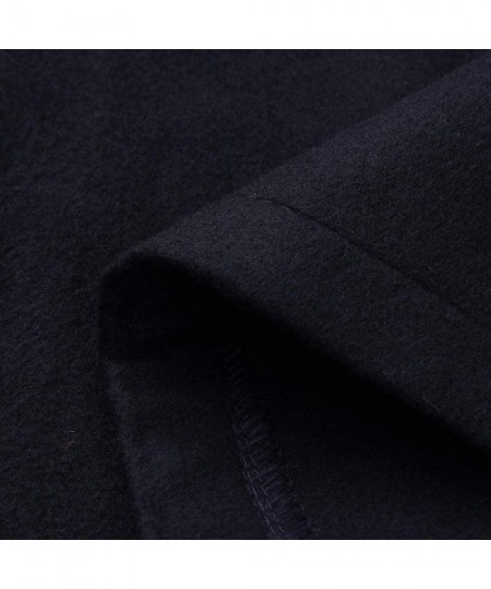 Robes Men Single Breasted Pea Coat Formal Business Blazer Suit Long Jacket Outwear - Black - C219364KO6I