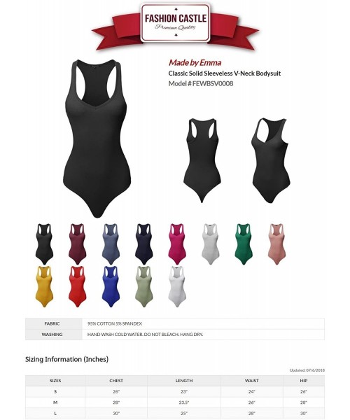 Shapewear Women's Classic Solid Sleeveless V-Neck Bodysuit - Fewbsv0008 Deep Red - C418ZG5UWXG