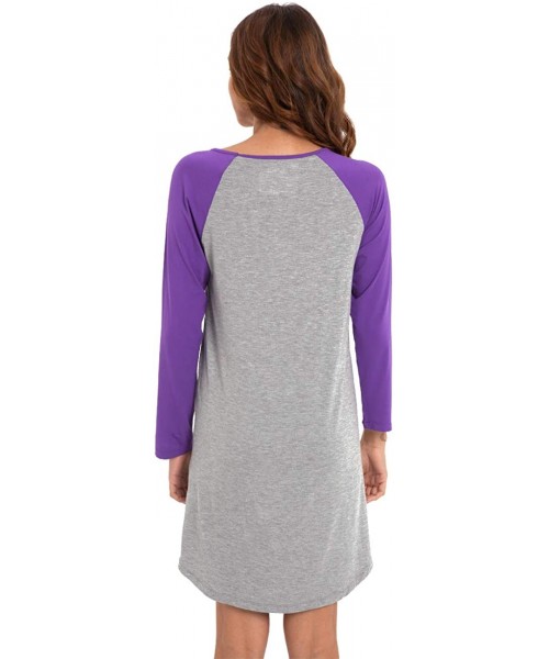 Nightgowns & Sleepshirts Women's Long Sleeve Bamboo Nightgown - Lilac - CN18M9EIRGS