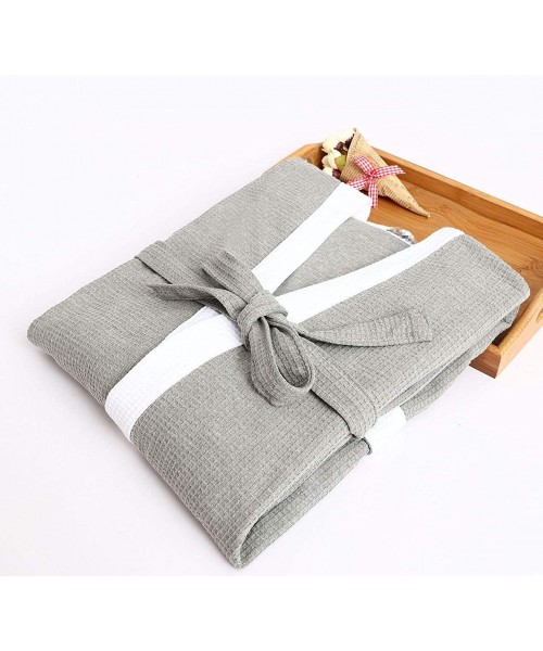 Robes Men Bathrobe Soft Sleepwear Lightweight Loose Gown - Gray/White - CF18X4MLM3N