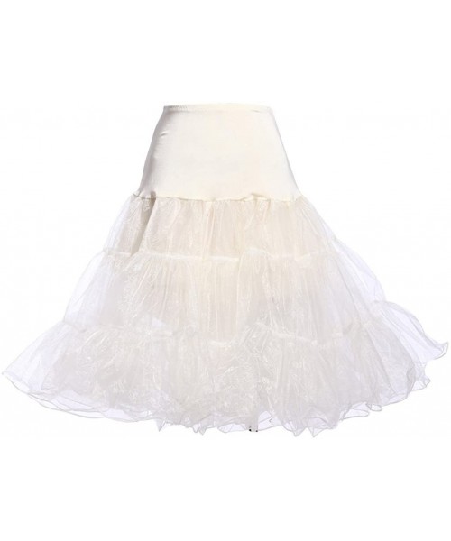 Slips Womens 50s Vintage Rockabilly Net Petticoat Skirt Tutu - White - CM11AJJUAYN