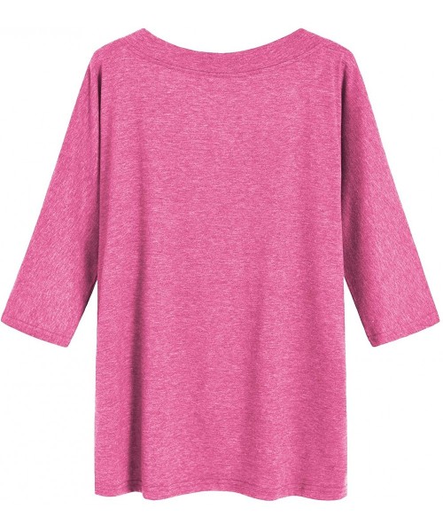 Tops Women's 3/4 Sleeves Sleep T-Shirt Lounge Tops with Pockets - Boysenberry - C718A74S8I3
