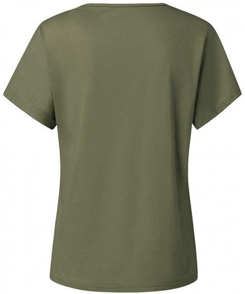 Nightgowns & Sleepshirts Cross Shoulder T-Shirt- Ladies Casual Irregular Short Sleeve Blouse top - C-green - CK1944R54YH
