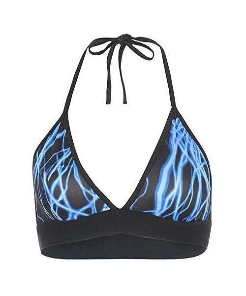 Bustiers & Corsets Push Up Bra-Women's Fashion Fire Flame Bikini Tops Elastic Waist Underwear Lingerie Tops - Blue - C6193IA4GUK