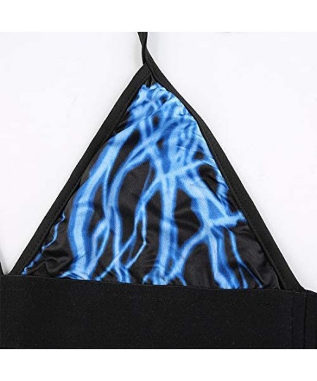 Bustiers & Corsets Push Up Bra-Women's Fashion Fire Flame Bikini Tops Elastic Waist Underwear Lingerie Tops - Blue - C6193IA4GUK