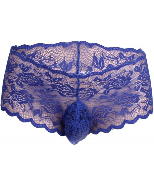 Briefs Sissy Pouch Panties Men's Silky Lace Bikini Briefs Girly Underwear Sexy for Men - Blue - C118DTOR6CR