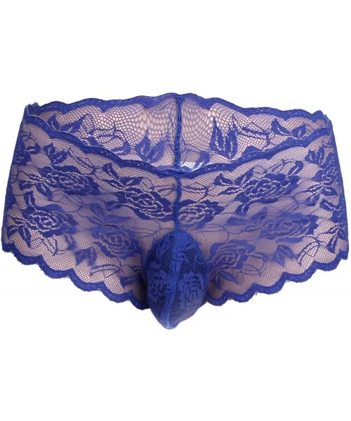 Briefs Sissy Pouch Panties Men's Silky Lace Bikini Briefs Girly Underwear Sexy for Men - Blue - C118DTOR6CR