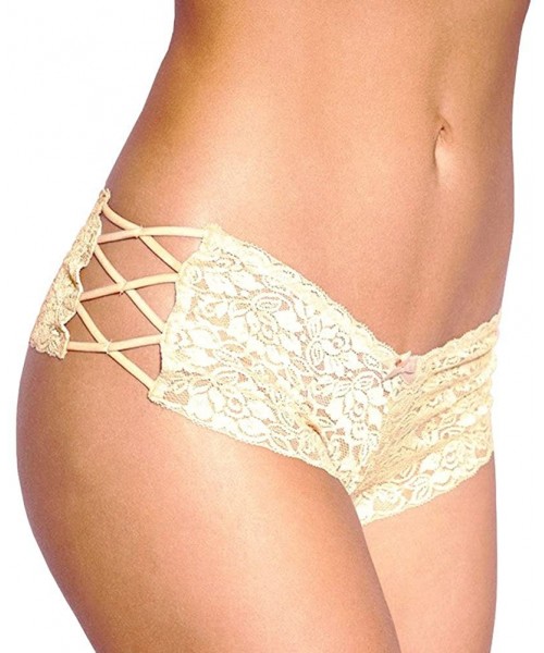 Panties Sexy Lace Boyshorts Panties Underwear Slim Transparent - Gold - CD185SIR900
