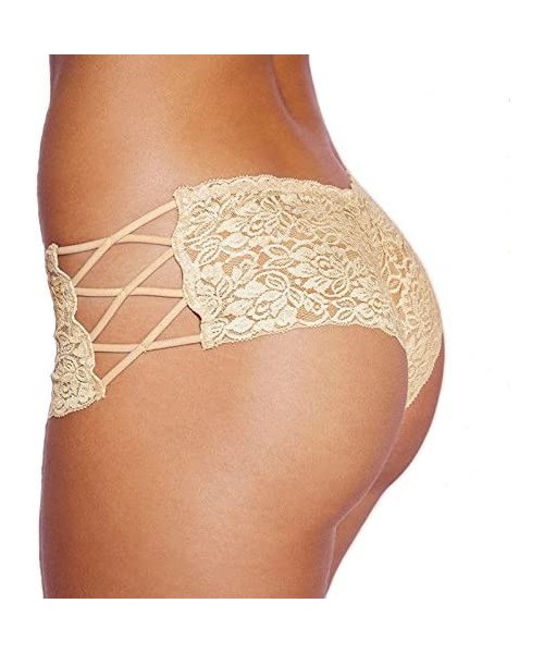 Panties Sexy Lace Boyshorts Panties Underwear Slim Transparent - Gold - CD185SIR900