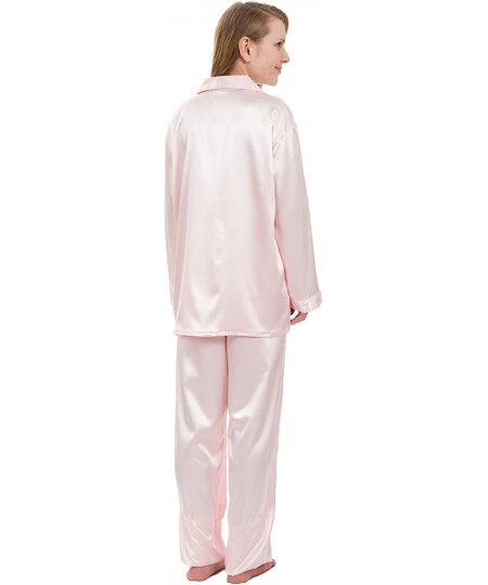 Sets Classic Women's Satin Pajama Set - Pink - C712J9YSC5J